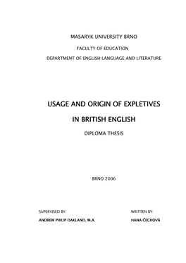 Usage and Origin of Expletives Usage