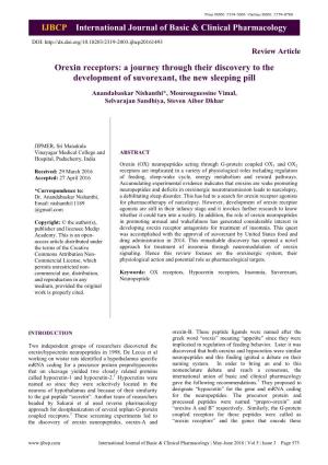 IJBCP International Journal of Basic & Clinical Pharmacology Orexin