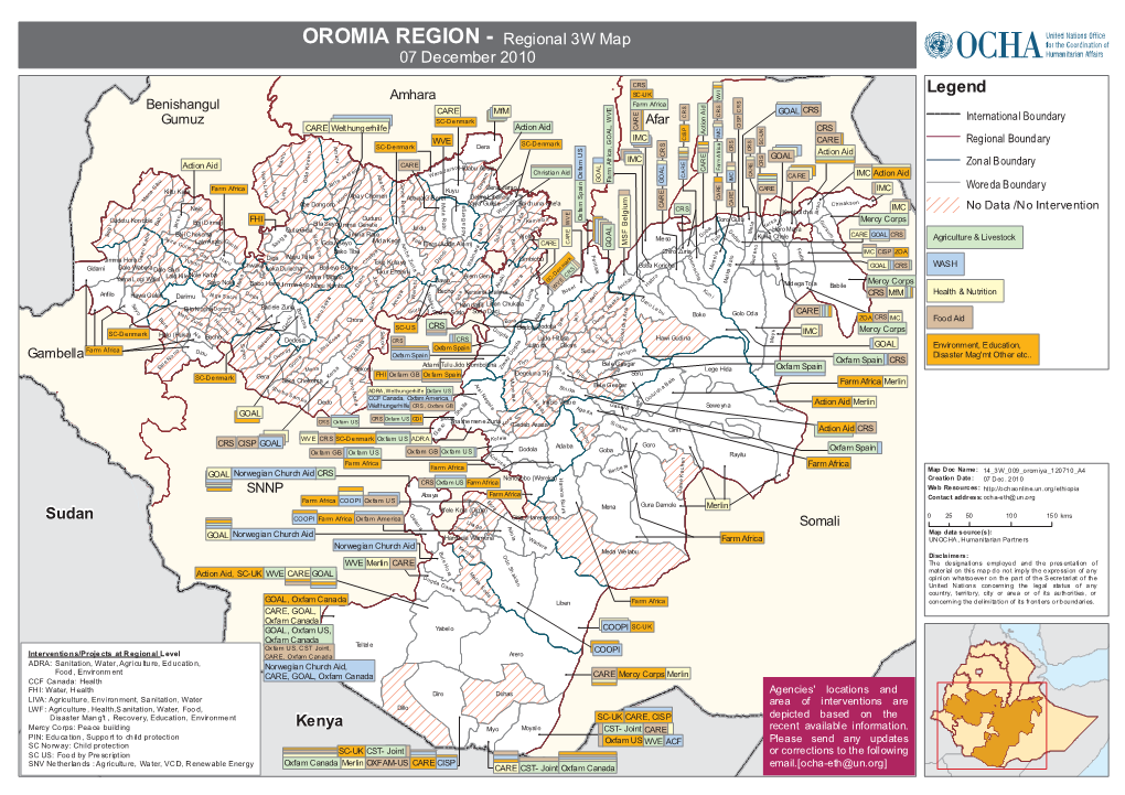 OROMIA REGION - Regional 3W Map 07 December 2010