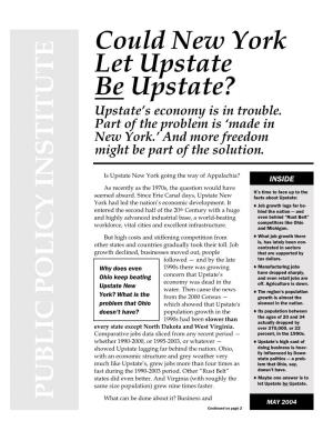Could New York Let Upstate Be Upstate? Upstate’S Economy Is in Trouble