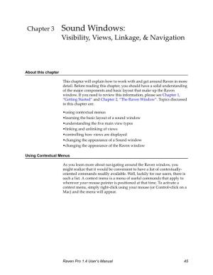 Chapter 3 Sound Windows: Visibility, Views, Linkage, & Navigation