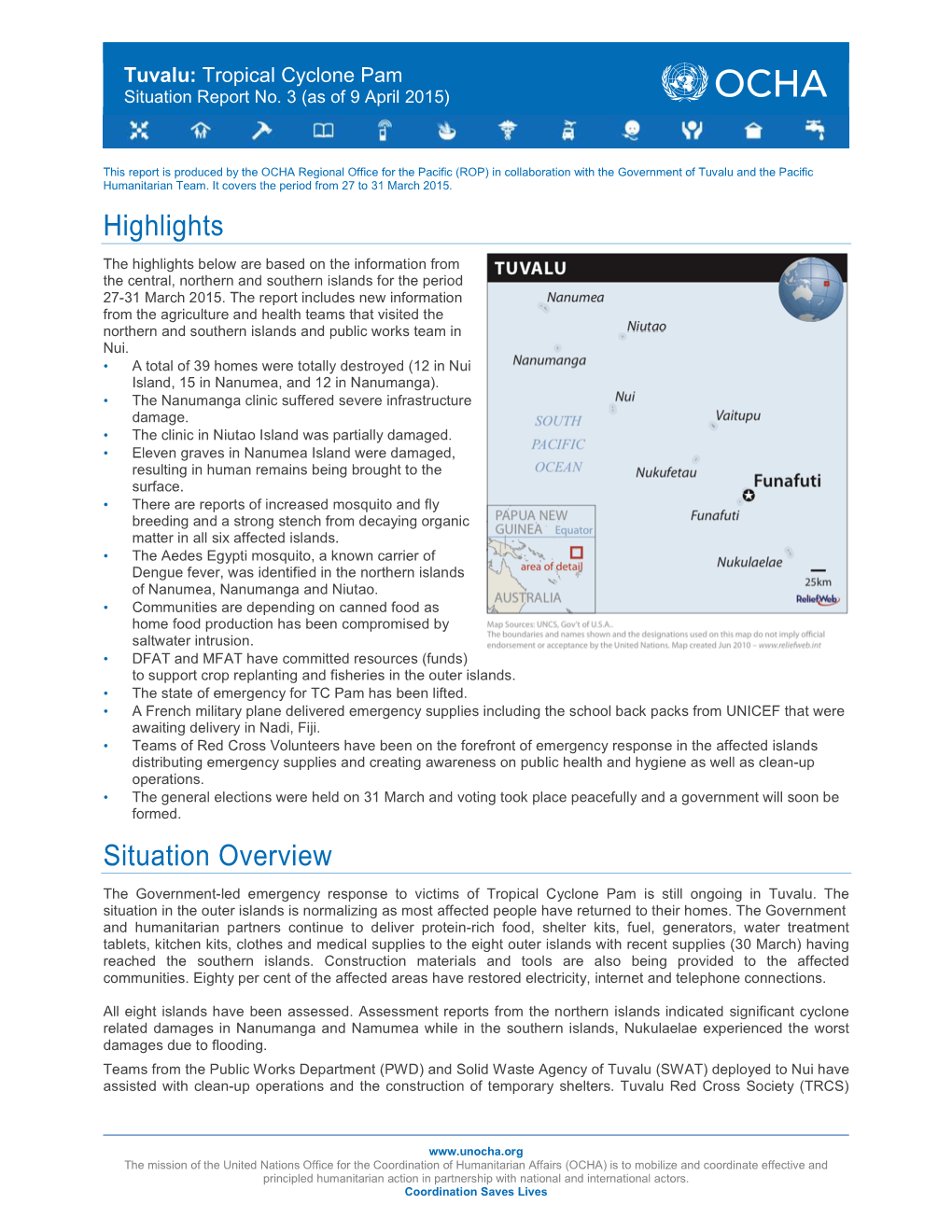 Tuvalu Tropical Cyclone Pam Situation Report No. 3.Pdf