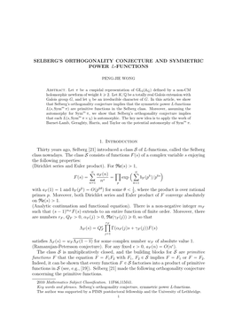 Selberg's Orthogonality Conjecture and Symmetric