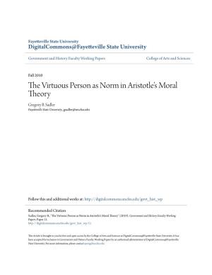 The Virtuous Person As Norm in Aristotle's Moral Theory