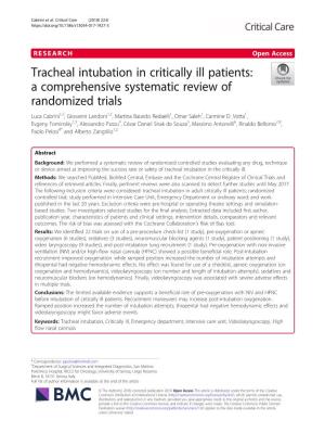 Tracheal Intubation in Critically Ill Patients