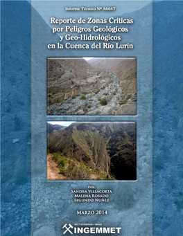 Primer Reporte De Zonas Críticas Por Peligros Geológicos En El Área De Lima Metropolitana