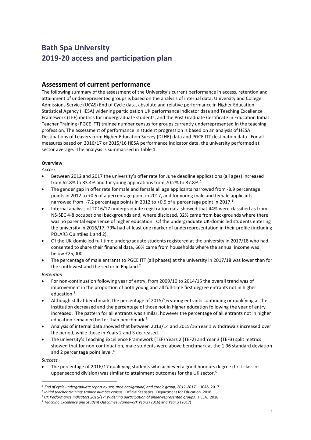 Access and Participation Plan 2019-20