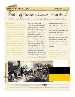 Battle of Custoza Newspaper