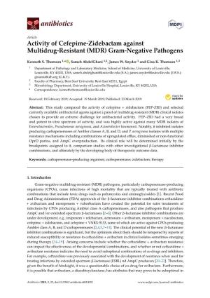 Activity of Cefepime-Zidebactam Against Multidrug-Resistant (MDR) Gram-Negative Pathogens