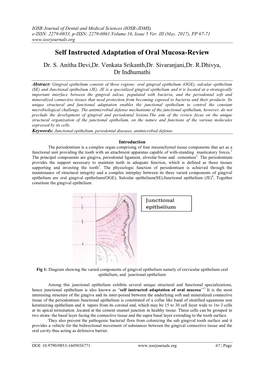 Self Instructed Adaptation of Oral Mucosa-Review