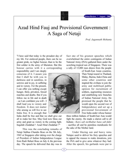 Azad Hind Fauj and Provisional Government : a Saga of Netaji Prof