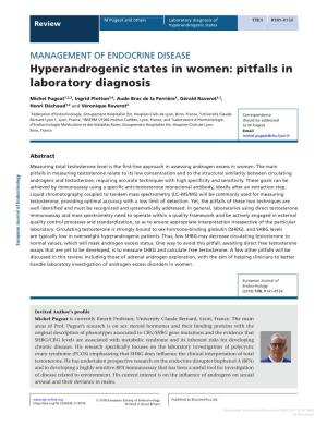 Hyperandrogenic States in Women: Pitfalls in Laboratory Diagnosis