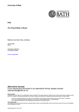 Alternative Formats If You Require This Document in an Alternative Format, Please Contact: Openaccess@Bath.Ac.Uk