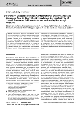 Furanosyl Oxocarbenium Ion Conformational Energy Landscape