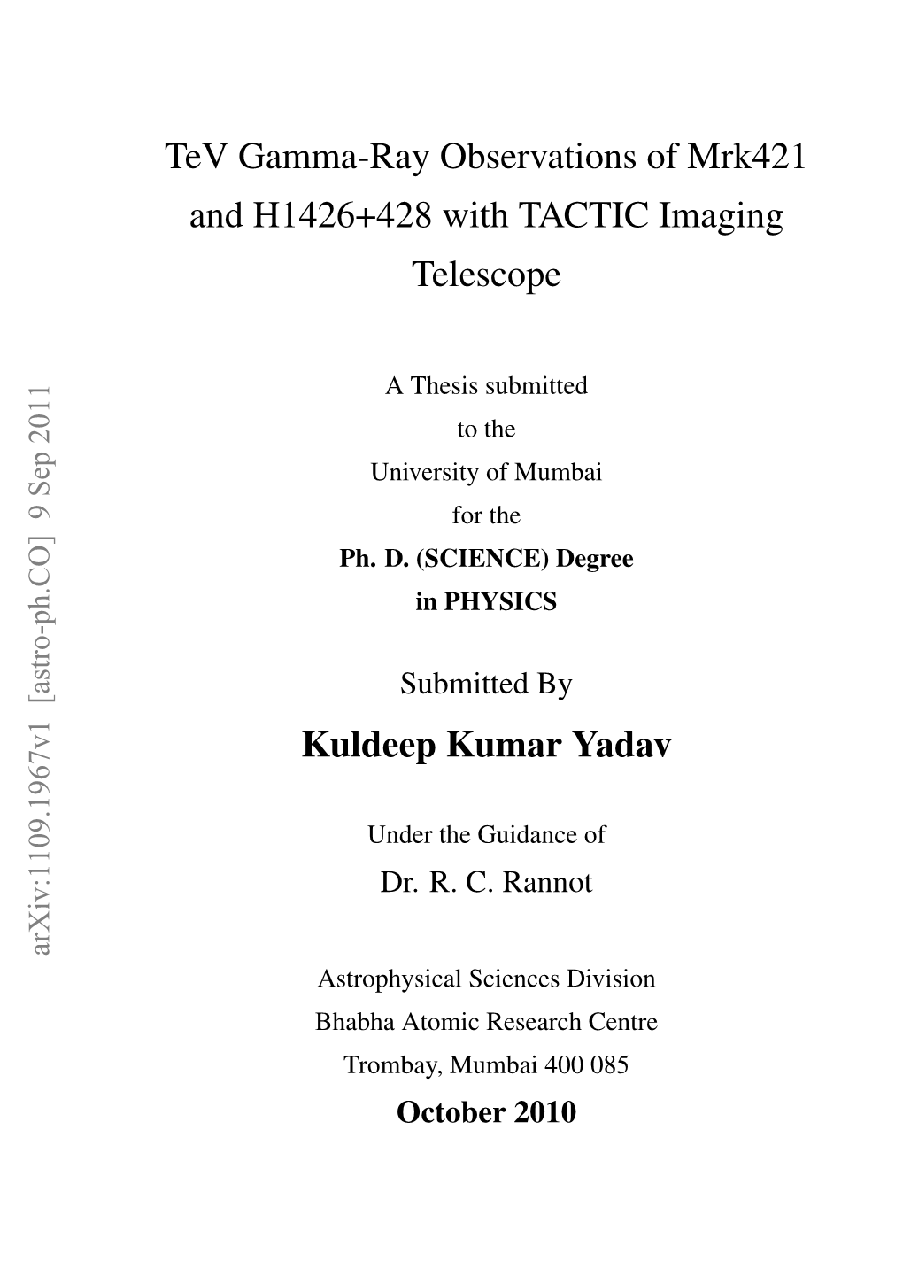 Tev Gamma-Ray Observations of Mrk421 and H1426+428 with TACTIC Imaging Telescope