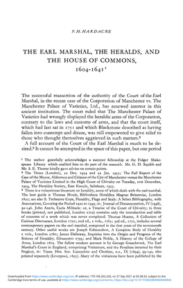 The Earl Marshal, the Heralds, and the House of Commons, 1604–1641