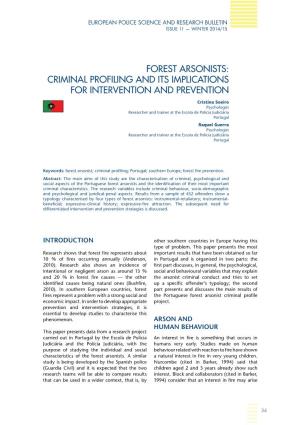 Forest Arsonists: Criminal Profiling and Its Implications for Intervention and Prevention