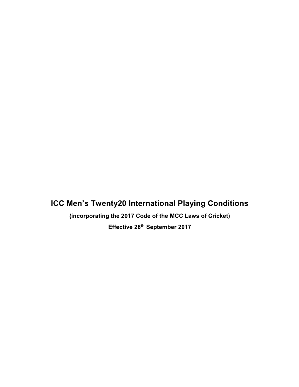 ICC Men's Twenty20 International Playing Conditions