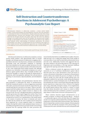 Self-Destruction and Countertransference Reactions in Adolescent Psychotherapy: a Psychoanalytic Case Report