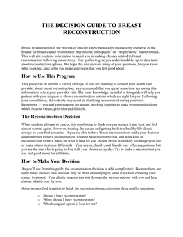 The Decision Guide to Breast Reconstruction