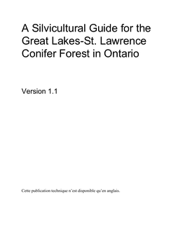A Silvicultural Guide for the Great Lakes-St. Lawrence Conifer Forest in Ontario