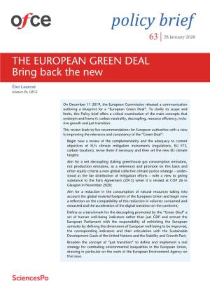 The European Green Deal: Bring Back the New », OFCE Policy Brief 63, January 28