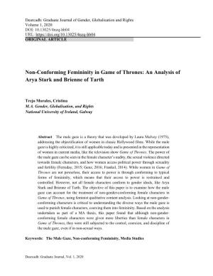 Non-Conforming Femininity in Game of Thrones: an Analysis of Arya Stark and Brienne of Tarth