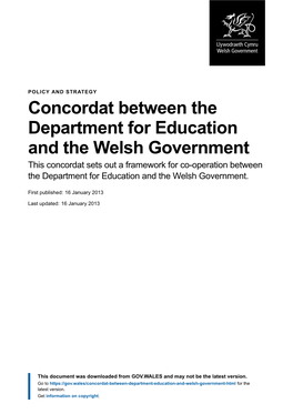 Concordat Between the Department for Education and The