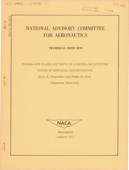 '\, ~ National Advisory Committee for Aeronautics