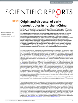 Origin and Dispersal of Early Domestic Pigs in Northern China