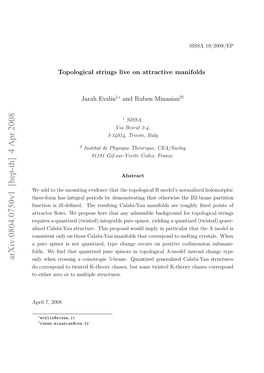 Arxiv:0804.0750V1 [Hep-Th] 4 Apr 2008 Pi ,2008 7, April Structures