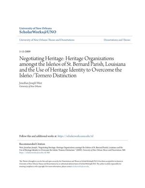 Negotiating Heritage: Heritage Organizations Amongst the Isleños of St
