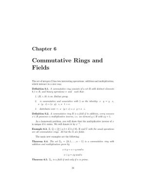Commutative Rings and Fields