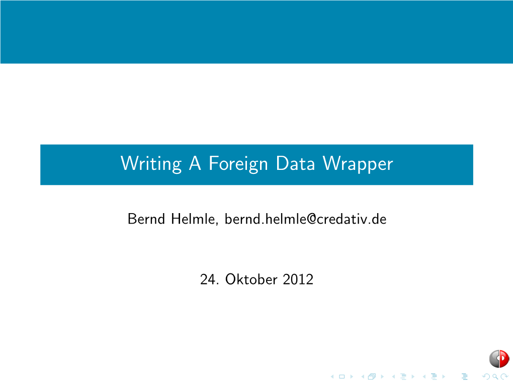 Writing a Foreign Data Wrapper