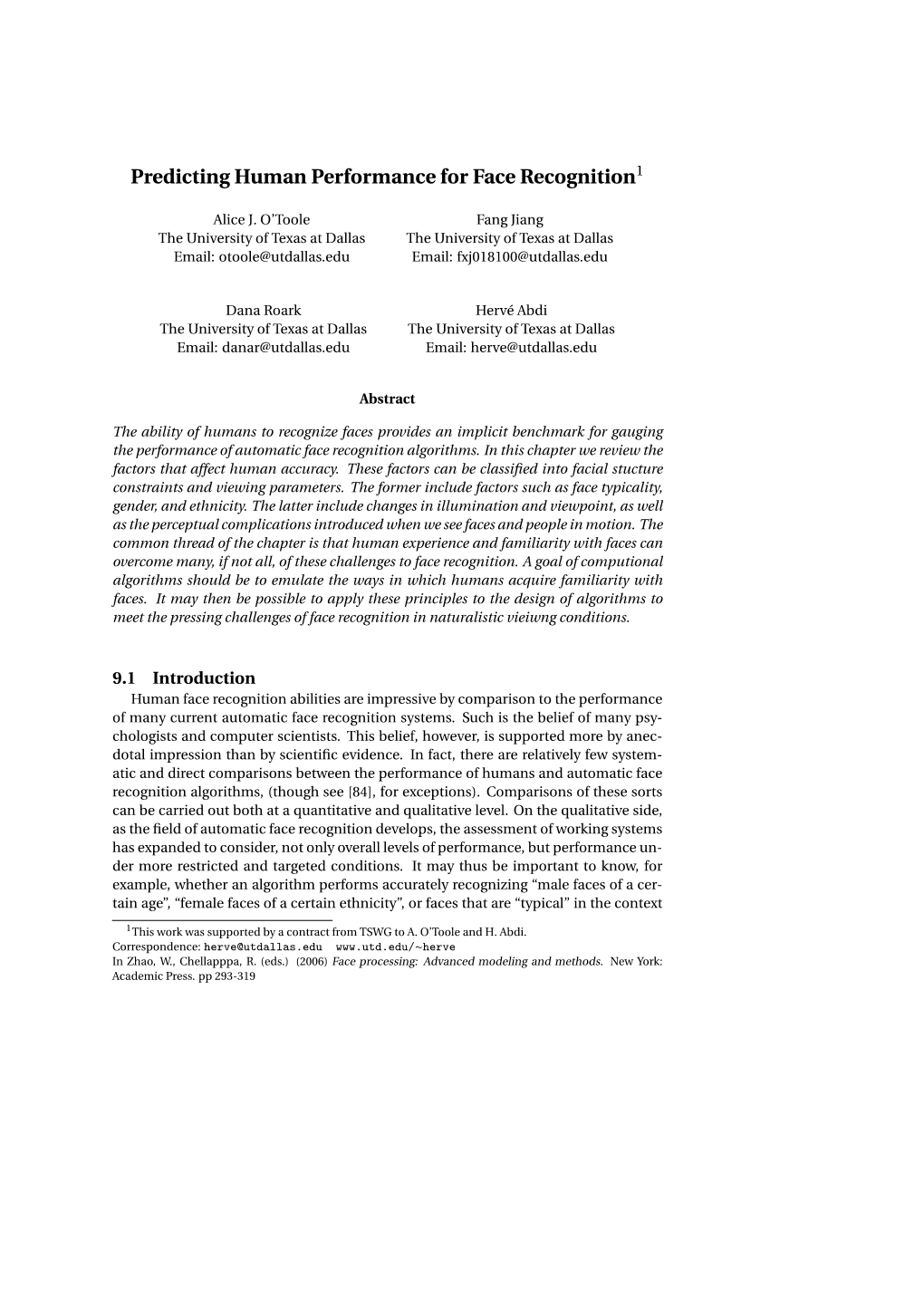 Predicting Human Performance for Face Recognition