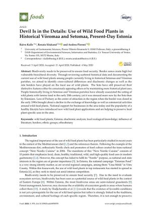 Use of Wild Food Plants in Historical Võromaa and Setomaa, Present-Day Estonia