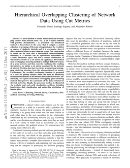 Hierarchical Overlapping Clustering of Network Data Using Cut Metrics Fernando Gama, Santiago Segarra, and Alejandro Ribeiro