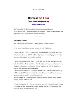 Olympus XZ-1 Tips from Jonathon Donahue