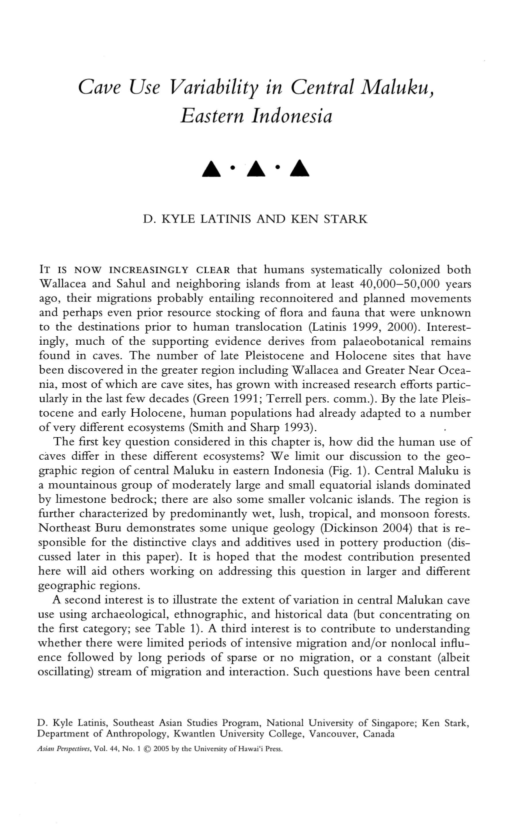 Cave Use Variability in Central Maluku, Eastern Indonesia