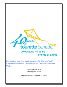 Introducing Your Line up of Speakers for This Year's 40Th Anniversary