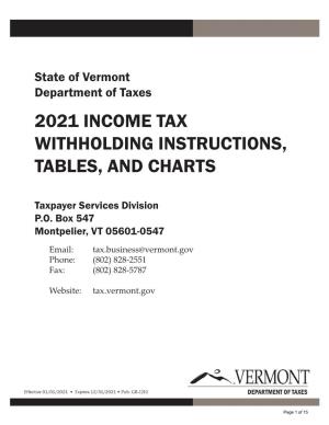 2021 Income Tax Withholding Instructions, Tables, and Charts