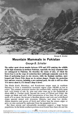 Mountain Mammals in Pakistan George B