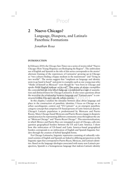 2 Nuevo Chicago? Language, Diaspora, and Latina/O Panethnic Formations Jonathan Rosa