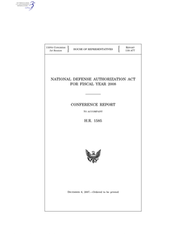 National Defense Authorization Act for Fiscal Year 2008