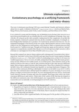 Evolutionary Psychology As a Unifying Framework and Meta-Theory