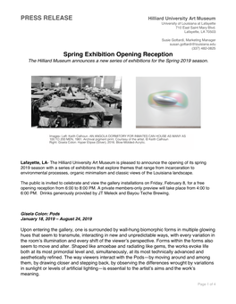 PRESS RELEASE Spring Exhibition Opening