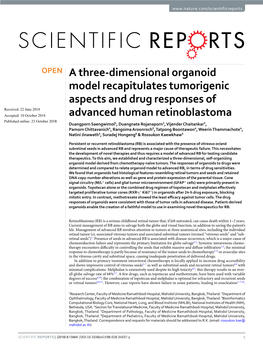 A Three-Dimensional Organoid Model Recapitulates Tumorigenic Aspects