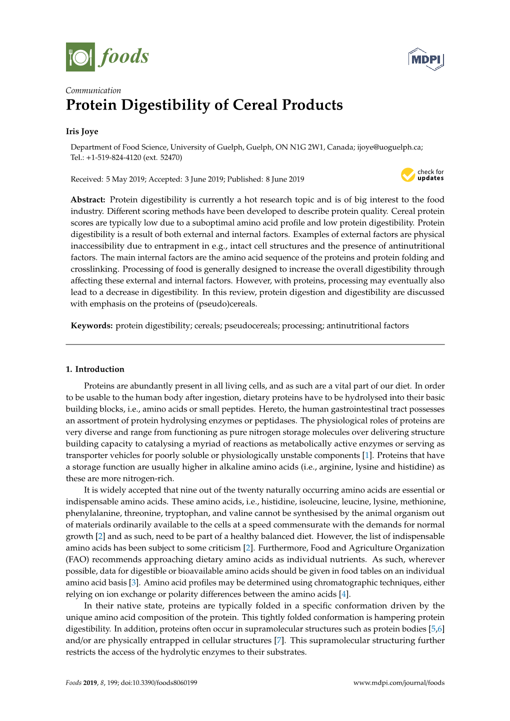 Protein Digestibility of Cereal Products