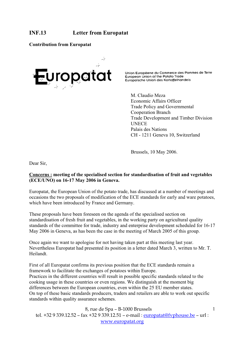 INF.13 Letter from Europatat