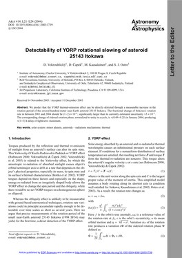 Detectability of YORP Rotational Slowing of Asteroid 25143 Itokawa